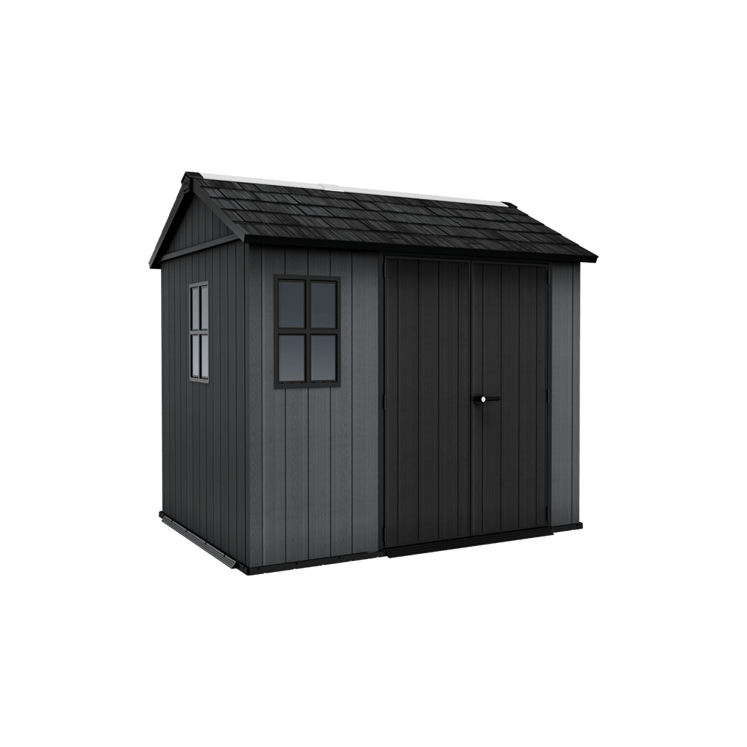 Keter 9’x7.5′ Newton Plus Side Entry Plastic Shed – Dark Grey
