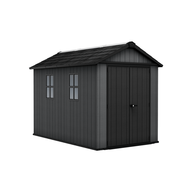 Keter 7.5’x11′ Newton Plus Front Entry Plastic Shed – Dark Grey