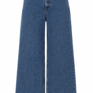 Women’s Wide Leg Denim Jeans – High Waist Loose Fit, Mid Blue Wash, Premium Cotton Casual Pants