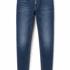 Men’s Slim Fit Denim Jeans – Tapered Leg, Mid Blue Washed Cotton, Casual Everyday Pants