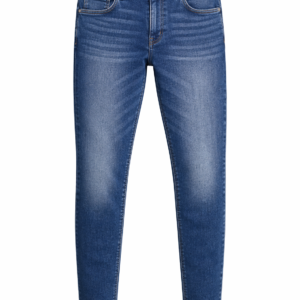 Men’s Skinny Fit Denim Jeans – Tapered Stretch Style, Mid Blue Washed, Slim Casual Pants