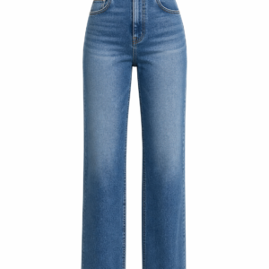 Women’s High Waist Straight Leg Denim Jeans – Relaxed Fit, Light Blue Wash, 100% Cotton Casual Pants